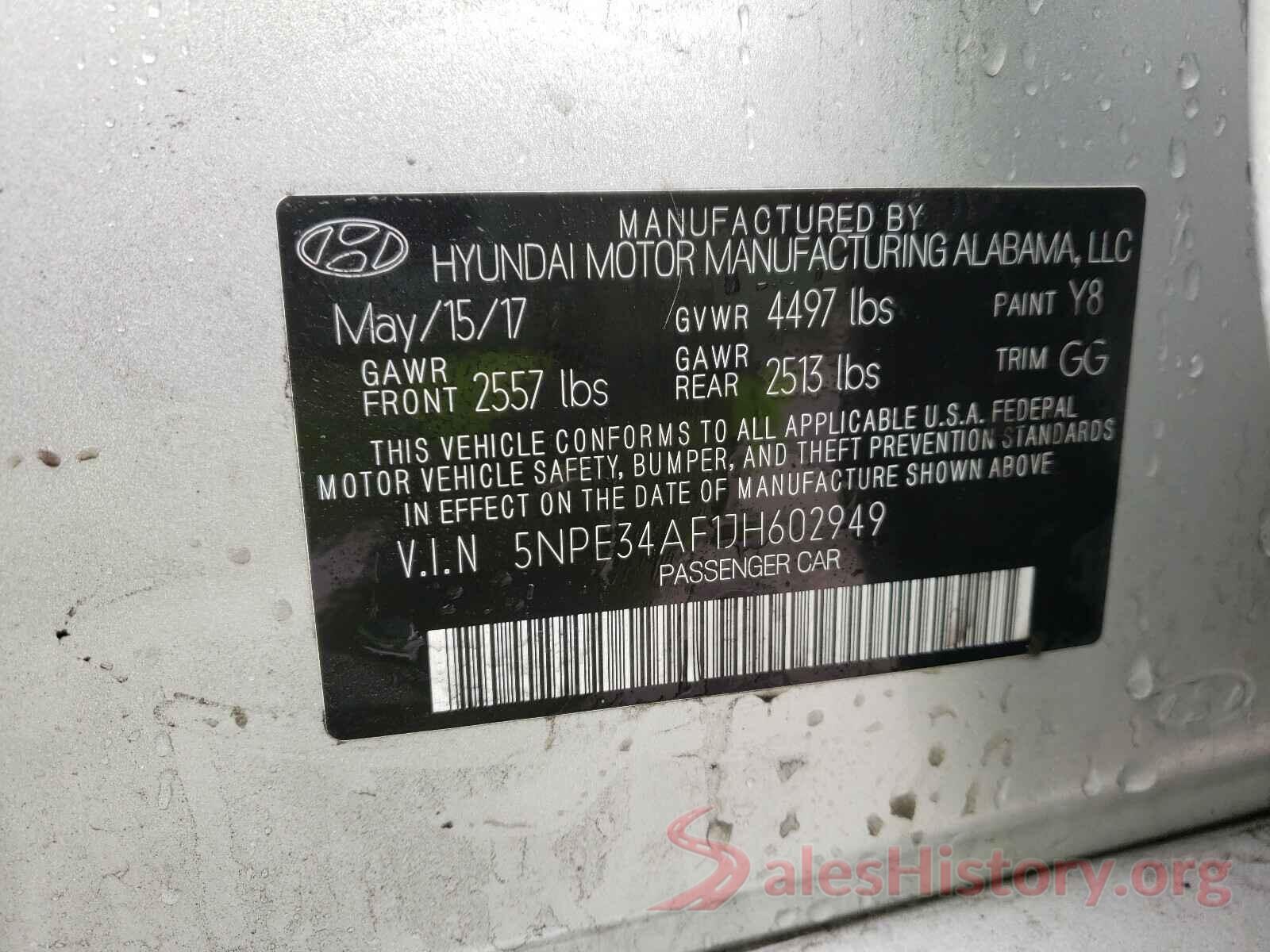 5NPE34AF1JH602949 2018 HYUNDAI SONATA