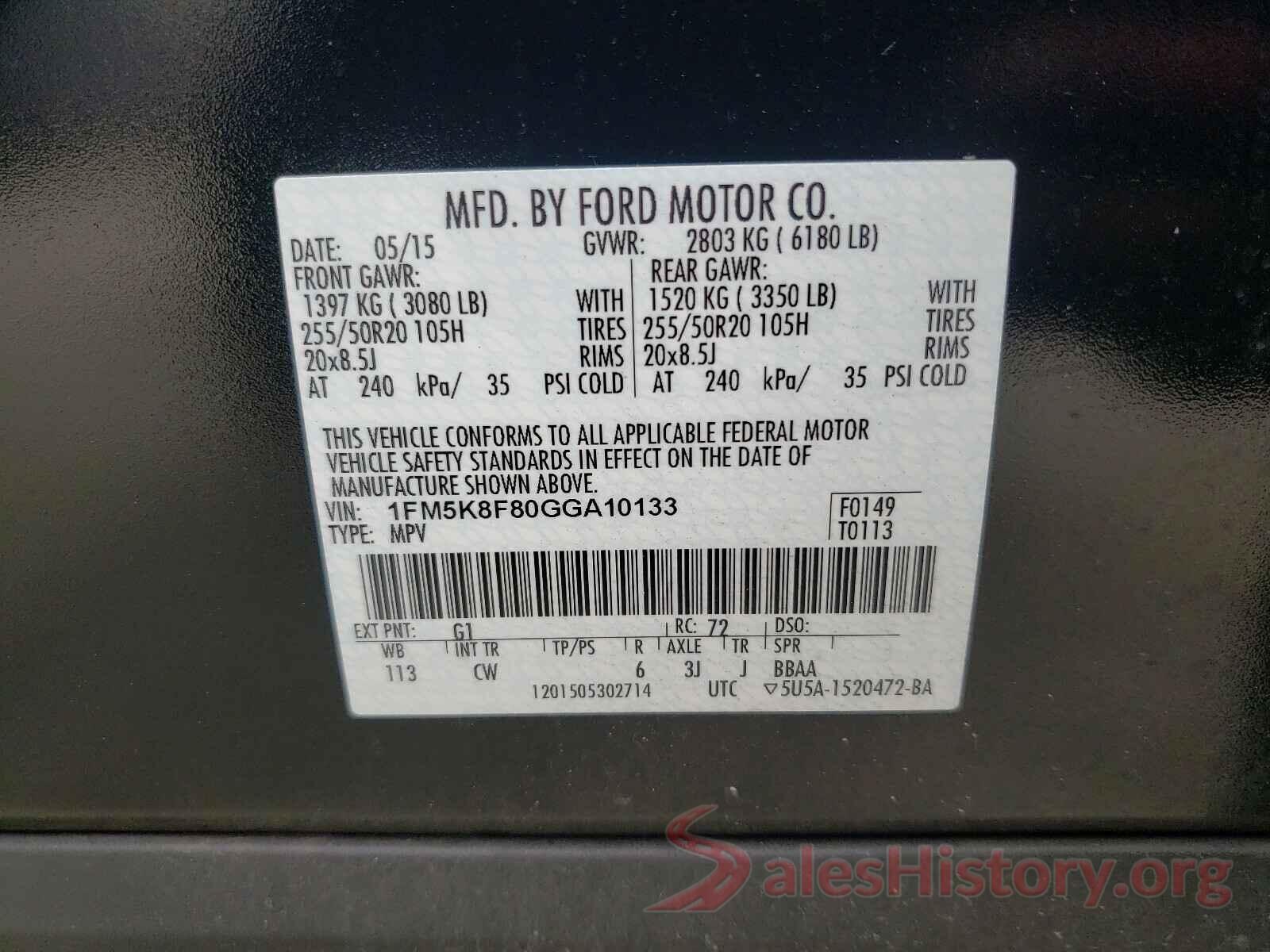 1FM5K8F80GGA10133 2016 FORD EXPLORER