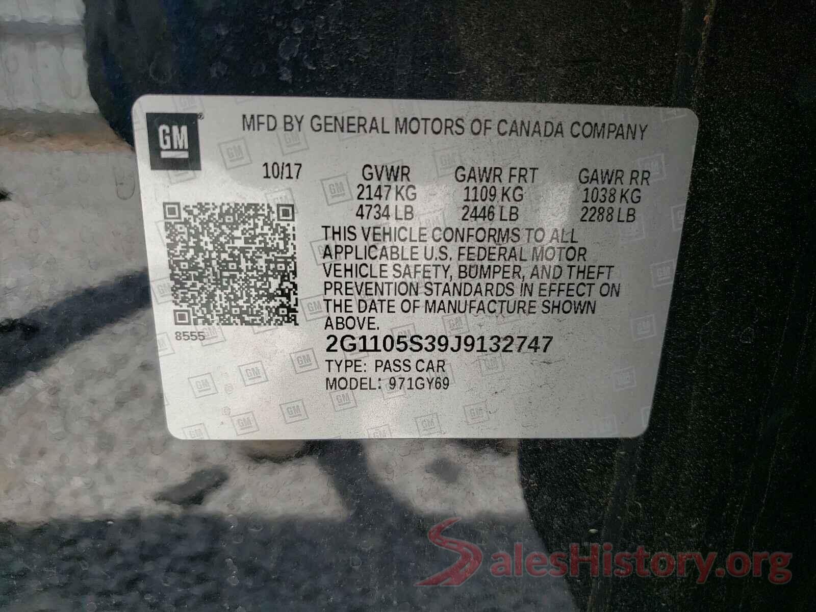 2G1105S39J9132747 2018 CHEVROLET IMPALA