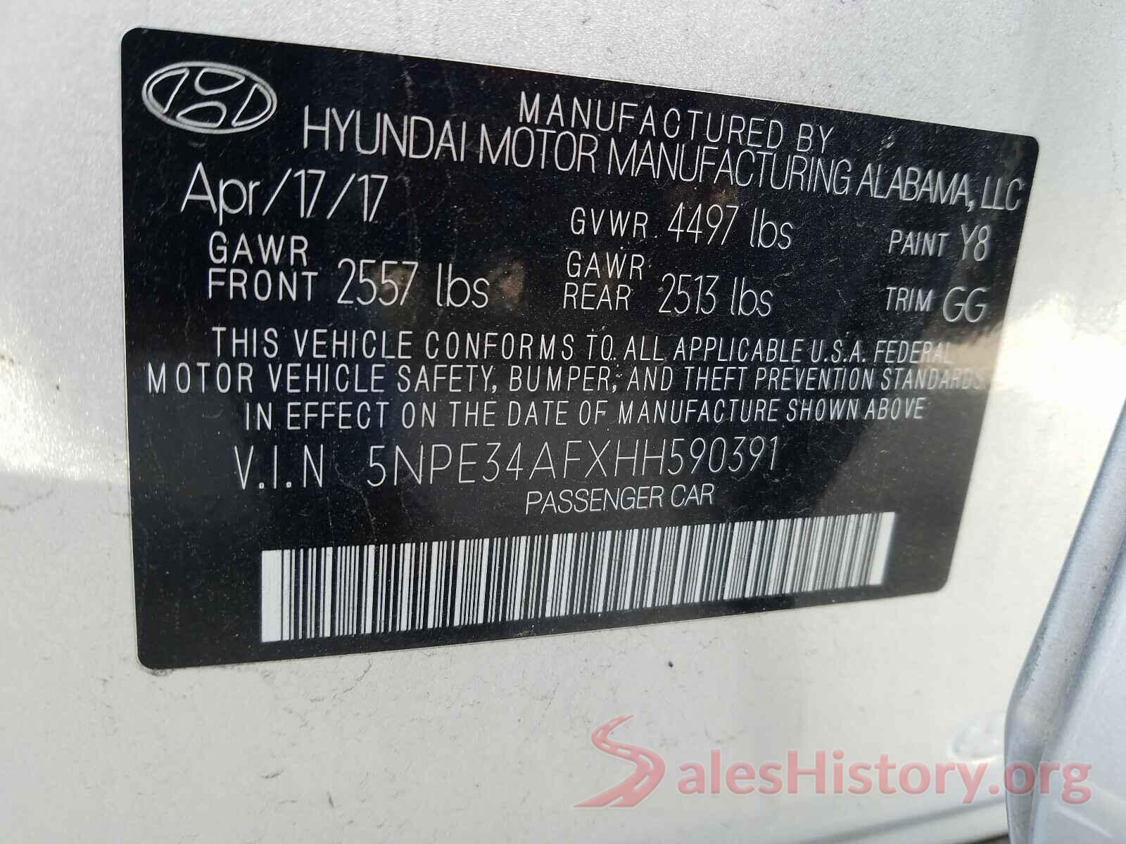 5NPE34AFXHH590391 2017 HYUNDAI SONATA