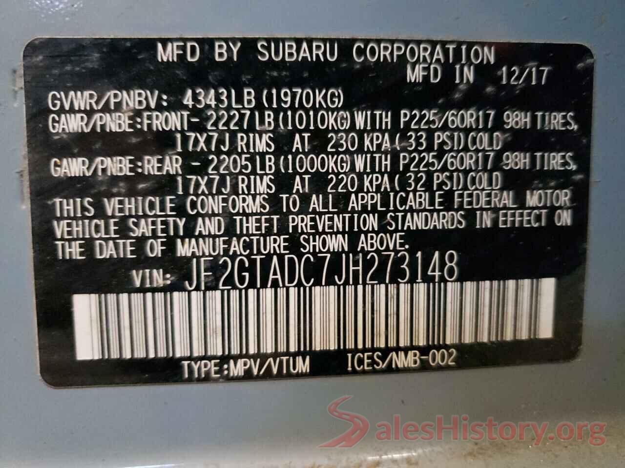 JF2GTADC7JH273148 2018 SUBARU CROSSTREK