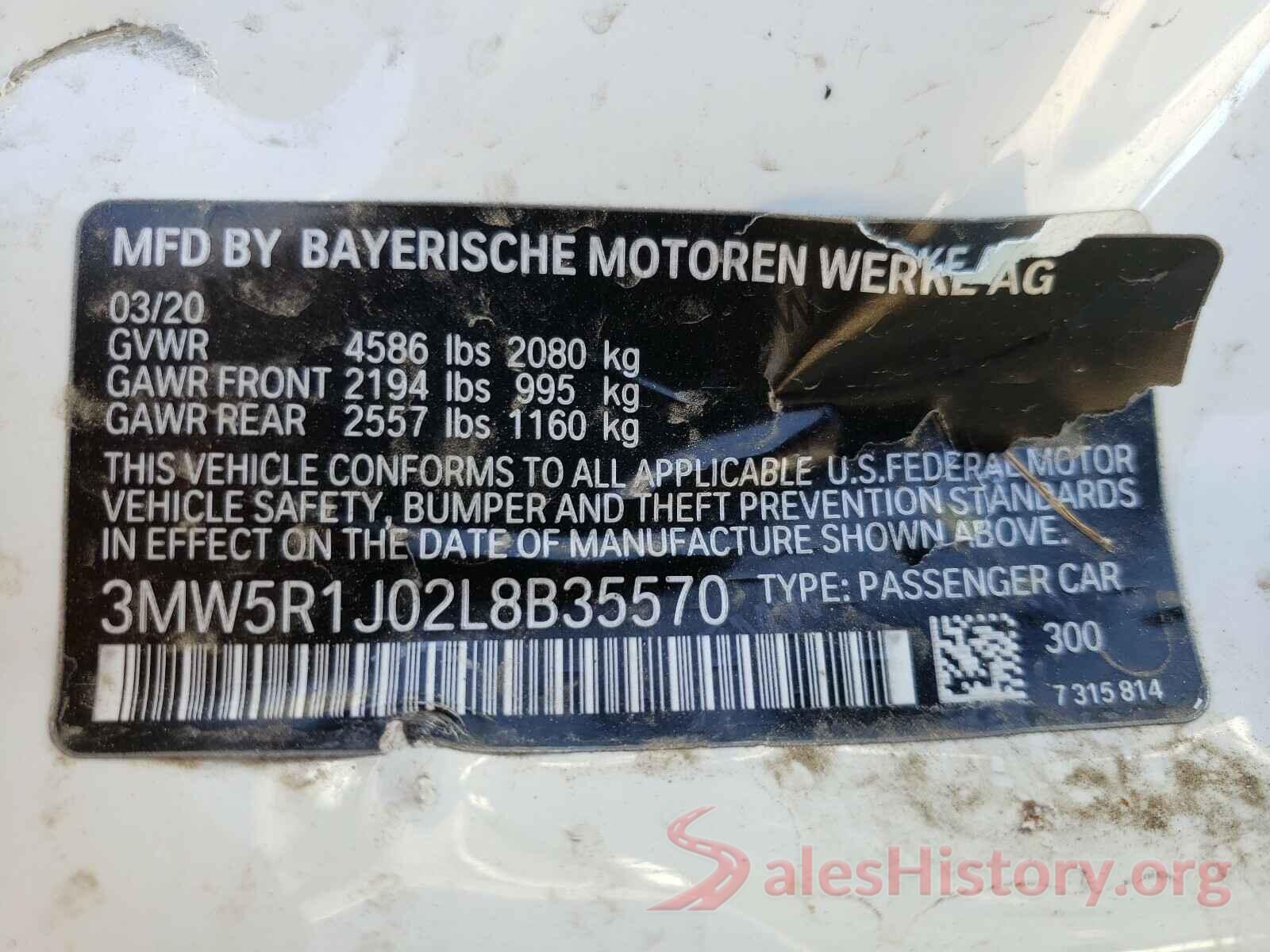 3MW5R1J02L8B35570 2020 BMW 3 SERIES