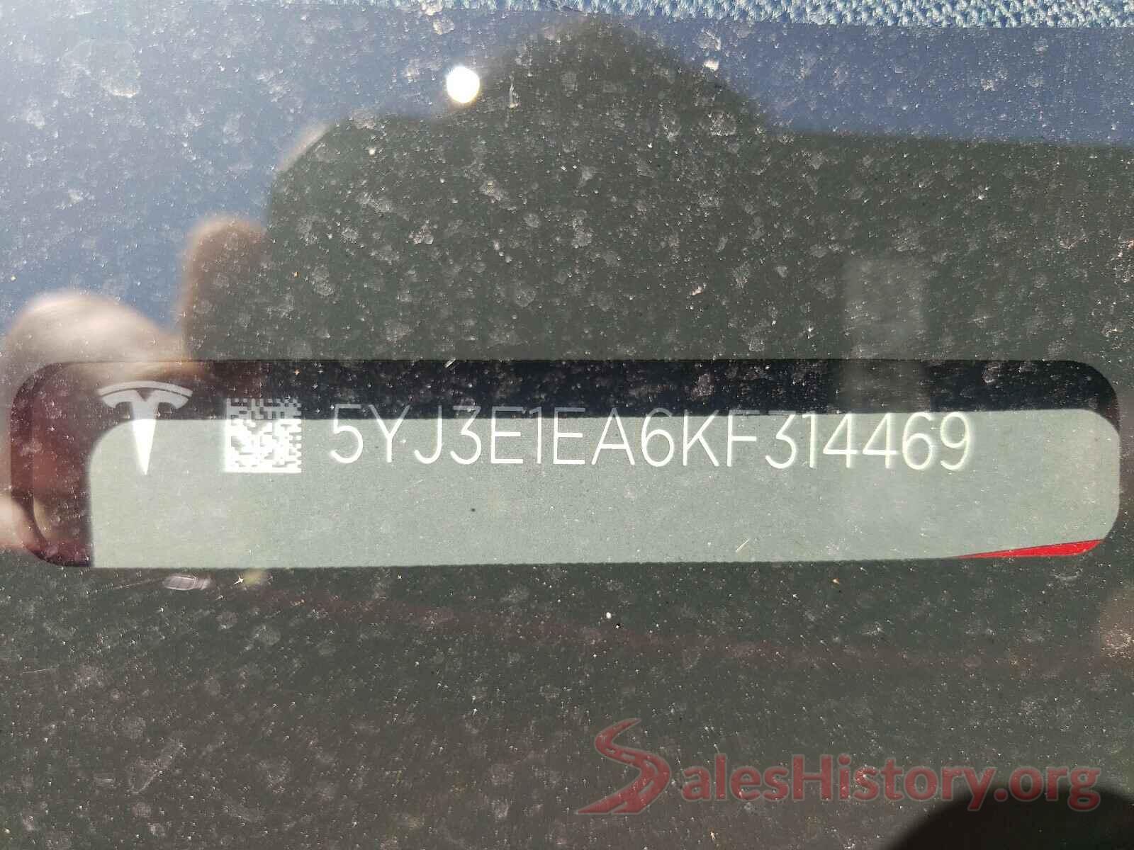 5YJ3E1EA6KF314469 2019 TESLA MODEL 3