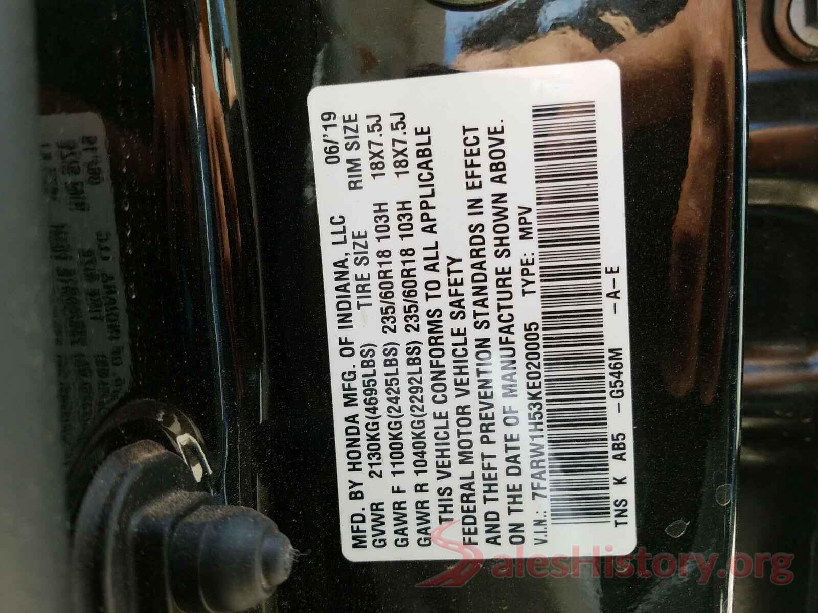 7FARW1H53KE020005 2019 HONDA CRV