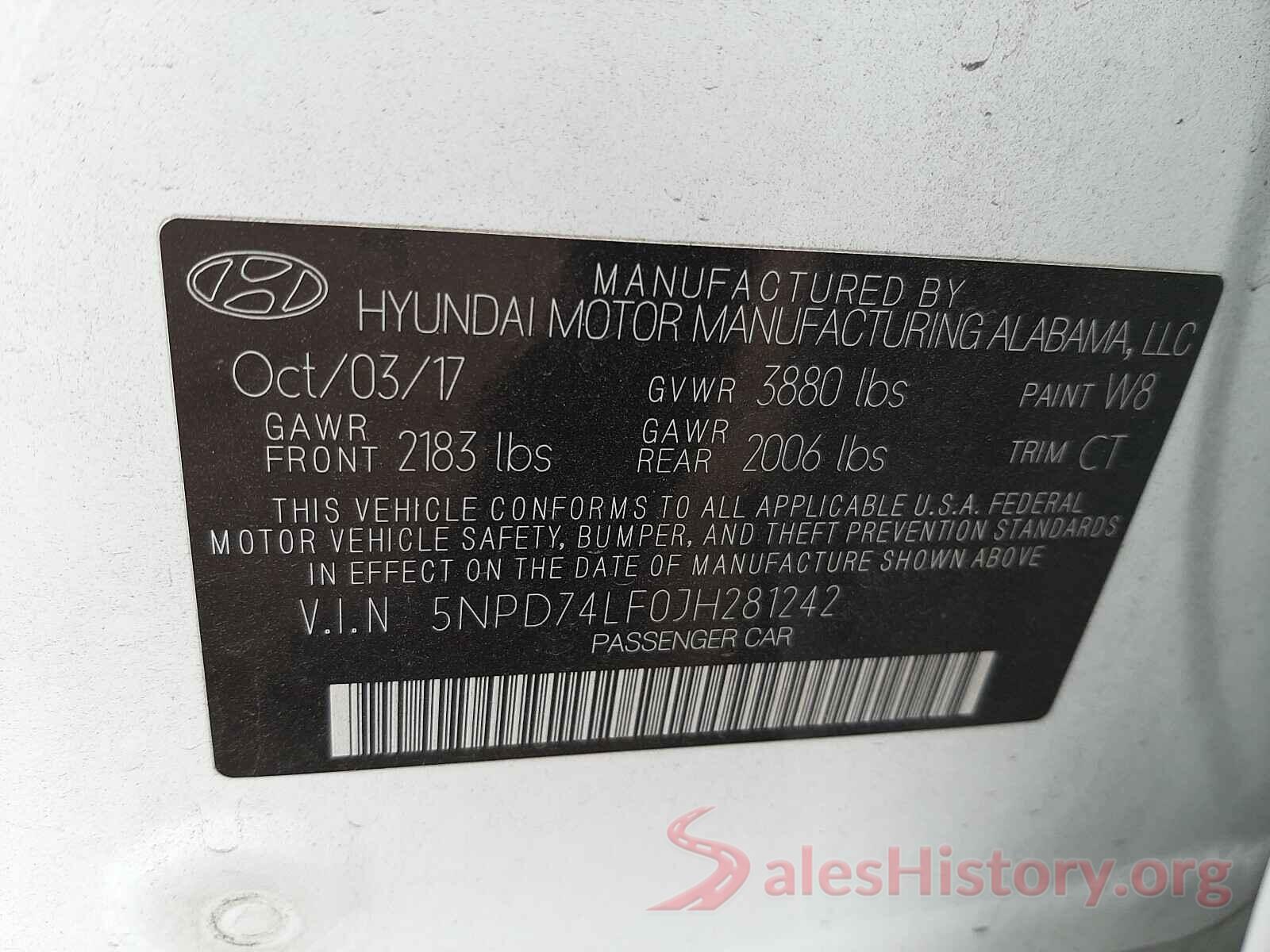 5NPD74LF0JH281242 2018 HYUNDAI ELANTRA