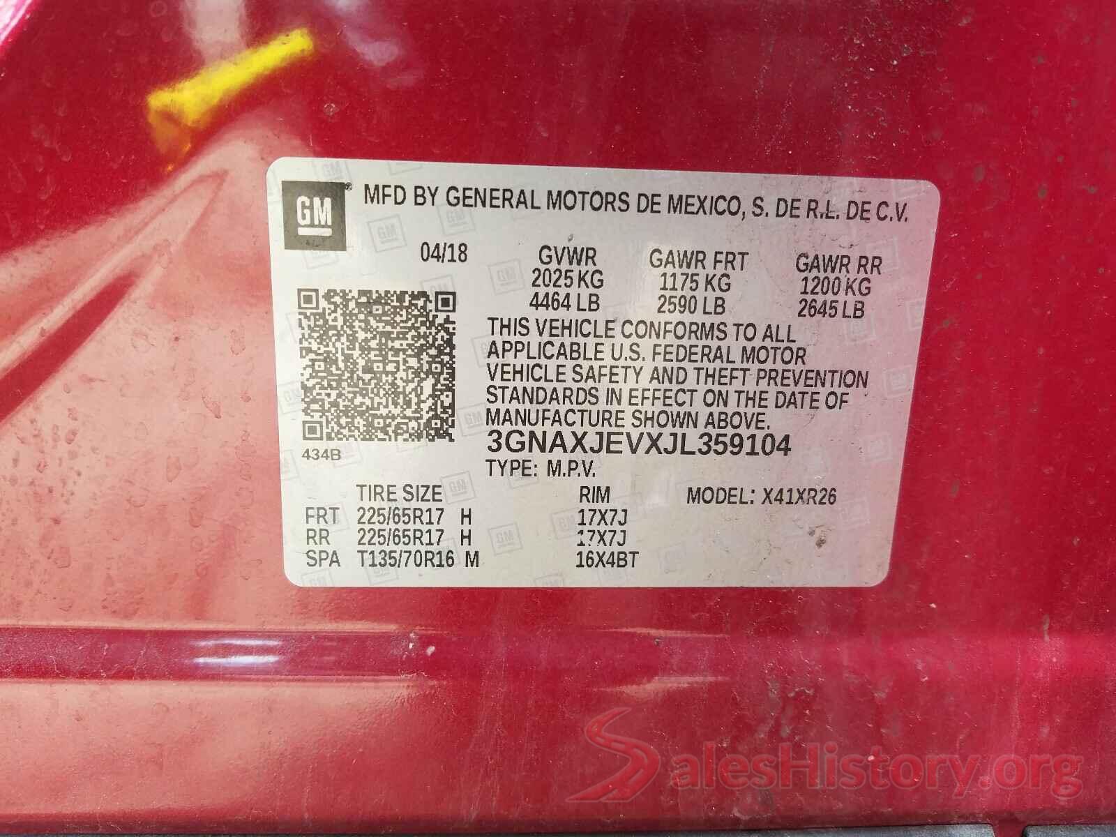 3GNAXJEVXJL359104 2018 CHEVROLET EQUINOX