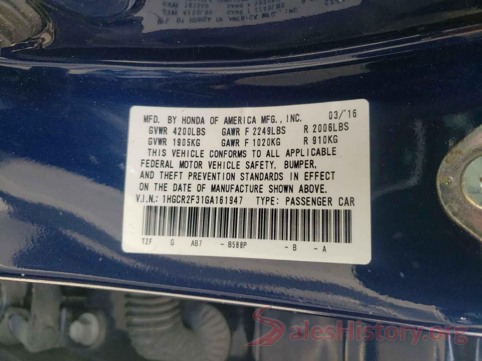 1HGCR2F31GA161947 2016 HONDA ACCORD