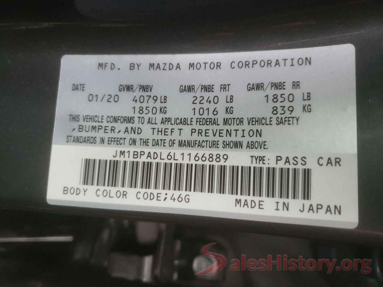 JM1BPADL6L1166889 2020 MAZDA 3