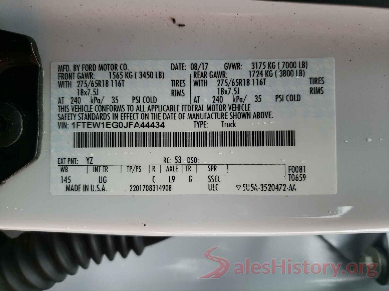 1FTEW1EG0JFA44434 2018 FORD F150