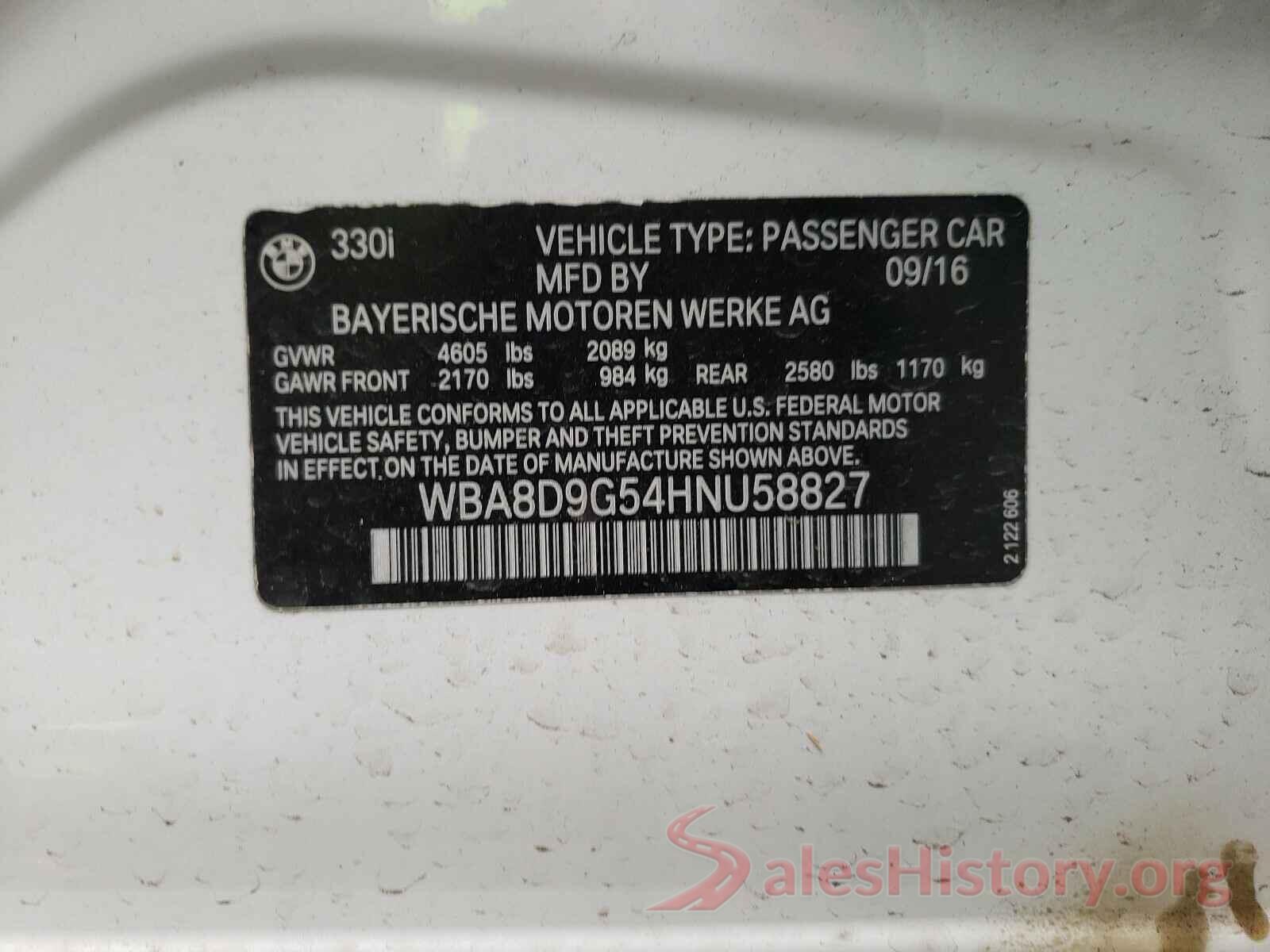 WBA8D9G54HNU58827 2017 BMW 3 SERIES