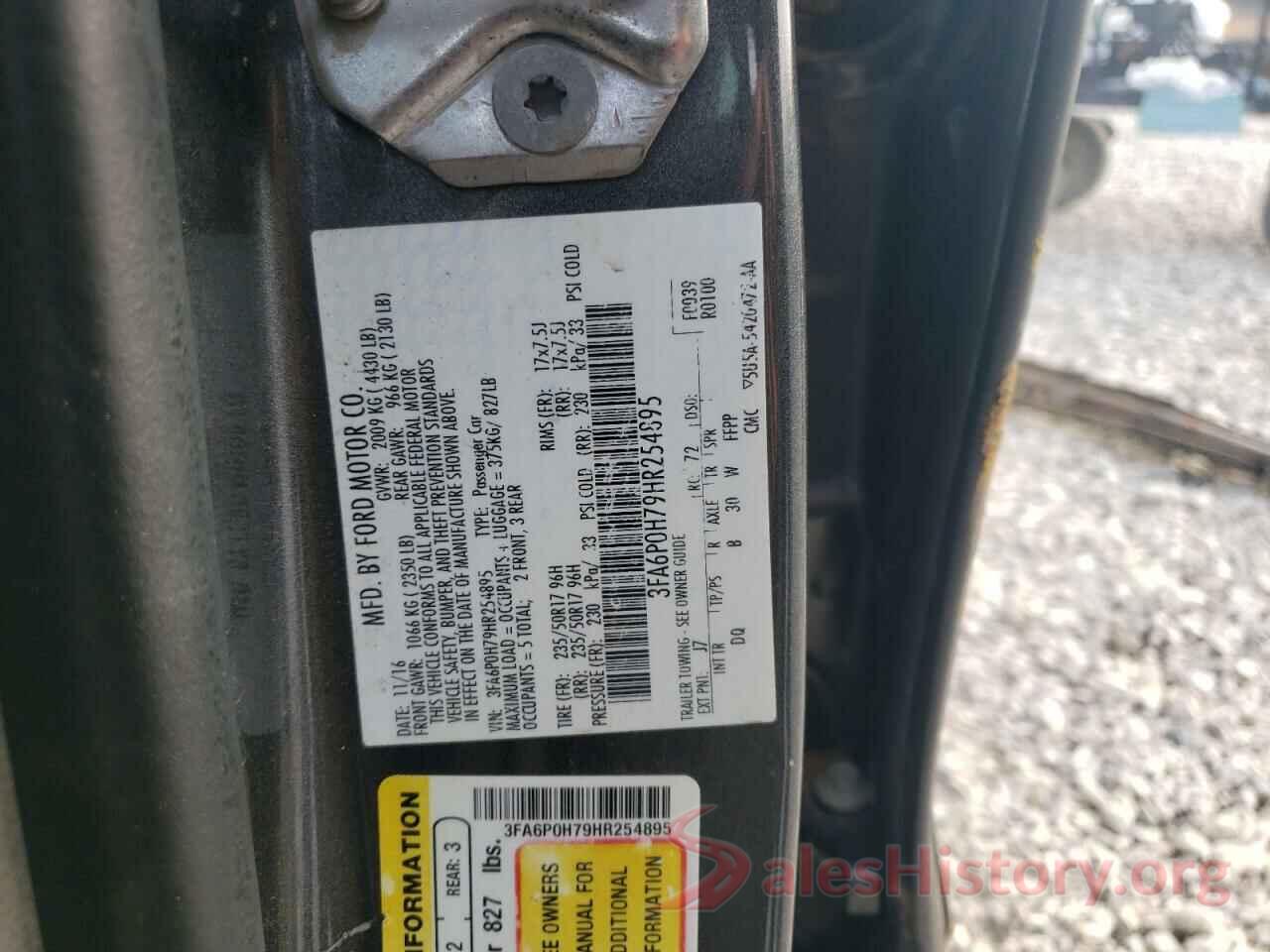 3FA6P0H79HR254895 2017 FORD FUSION