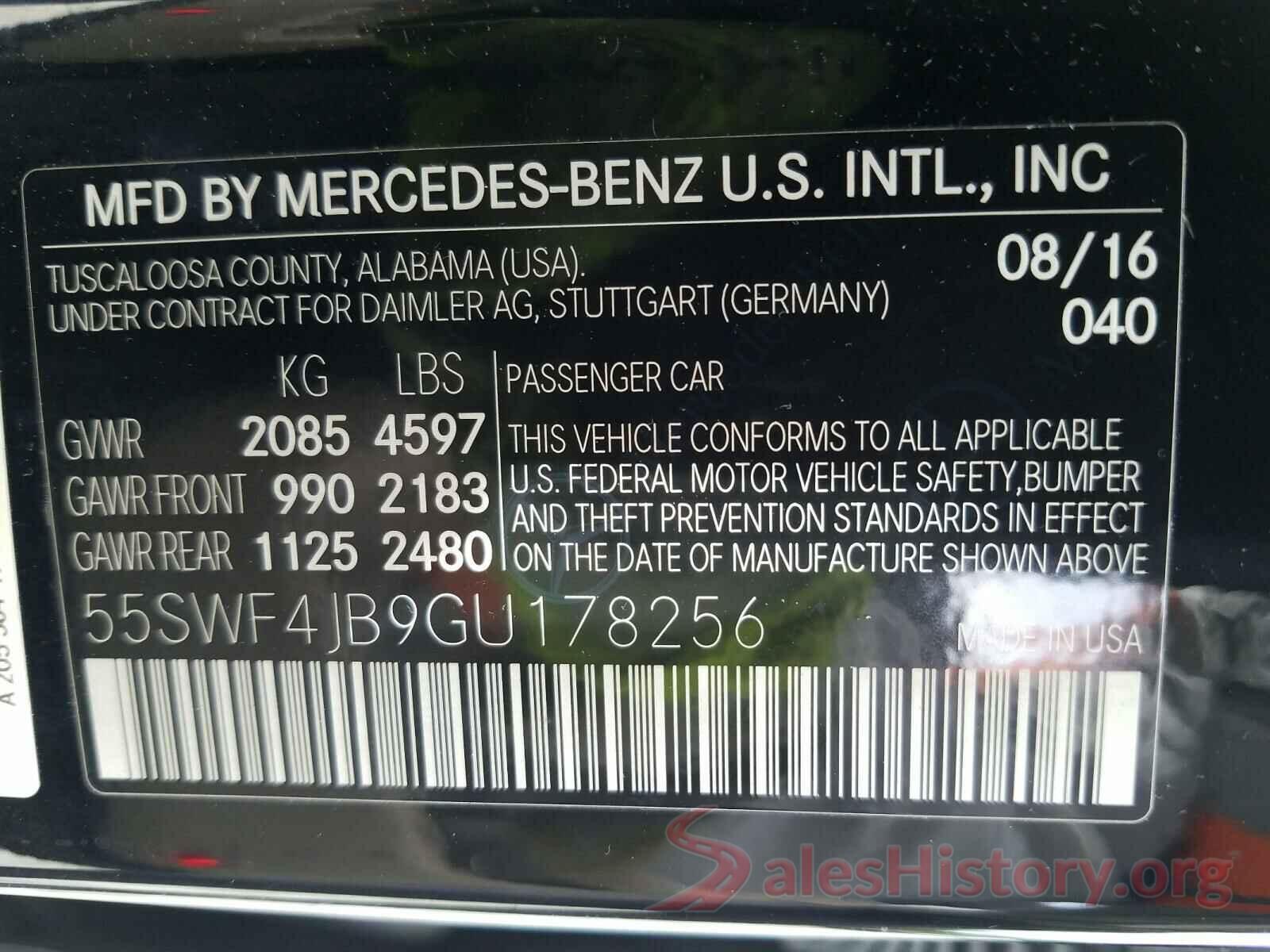 55SWF4JB9GU178256 2016 MERCEDES-BENZ C CLASS