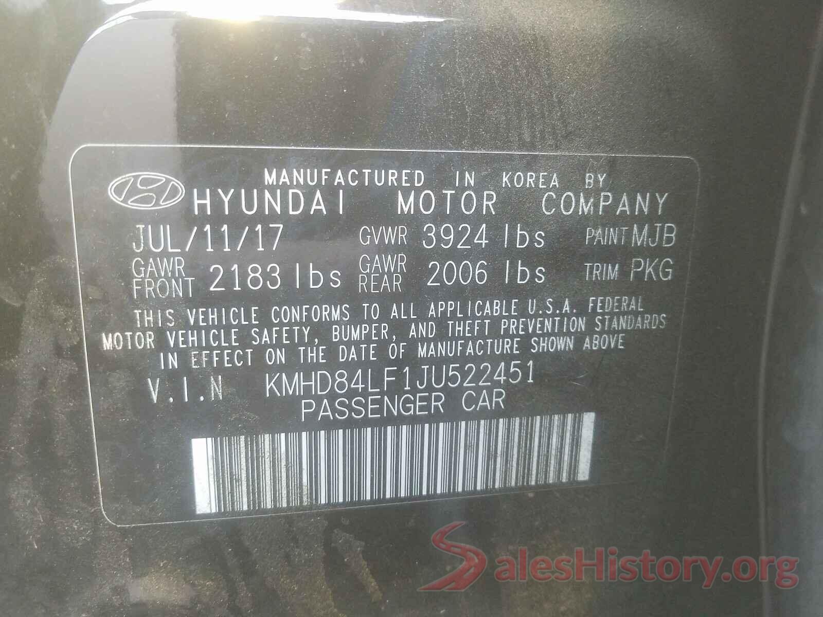 KMHD84LF1JU522451 2018 HYUNDAI ELANTRA