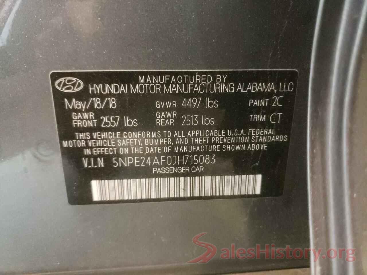 5NPE24AF0JH715083 2018 HYUNDAI SONATA