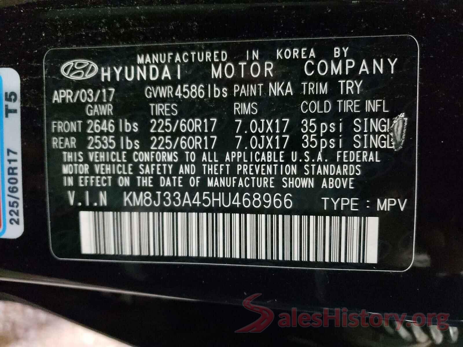 KM8J33A45HU468966 2017 HYUNDAI TUCSON