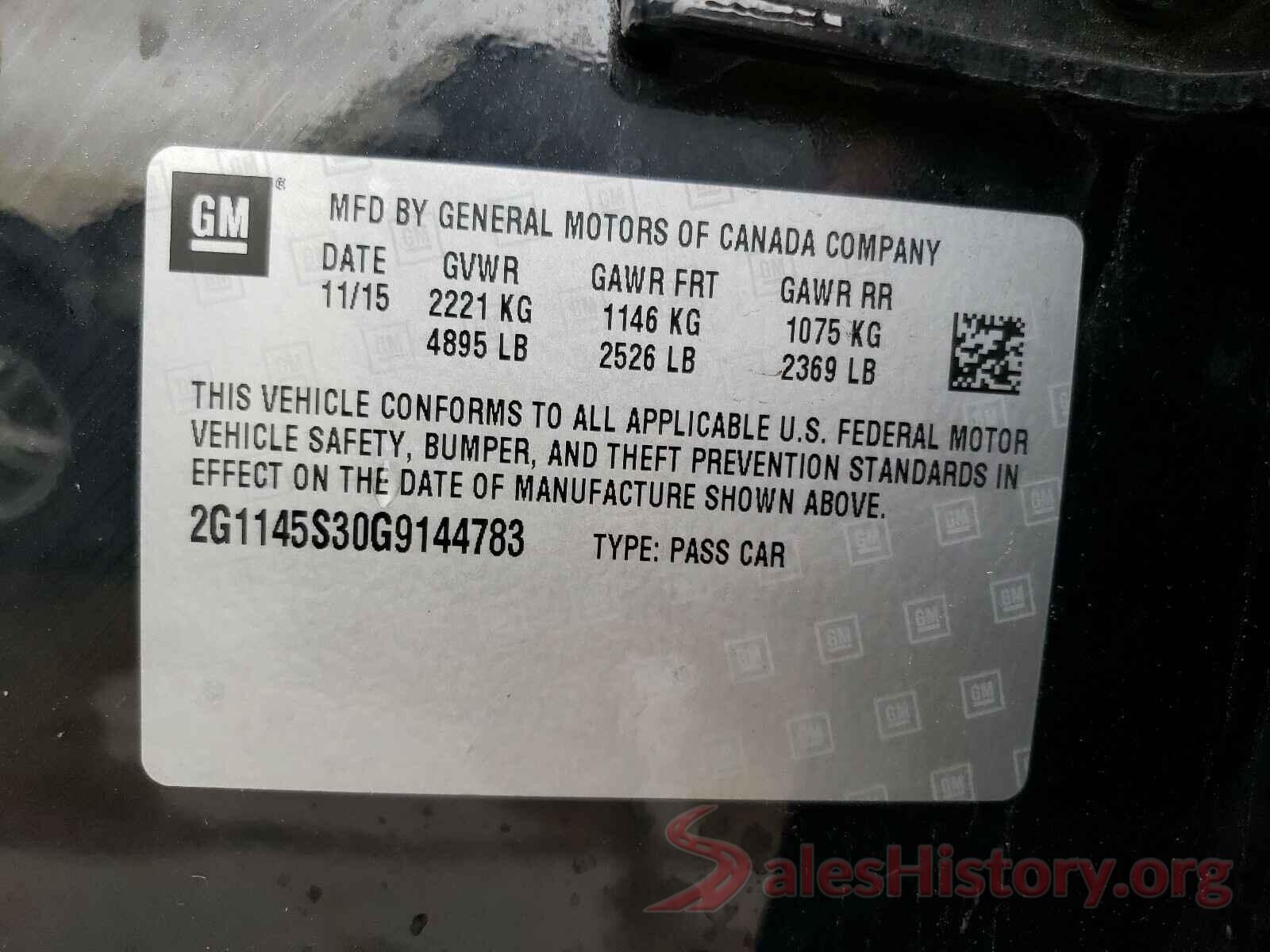 2G1145S30G9144783 2016 CHEVROLET IMPALA