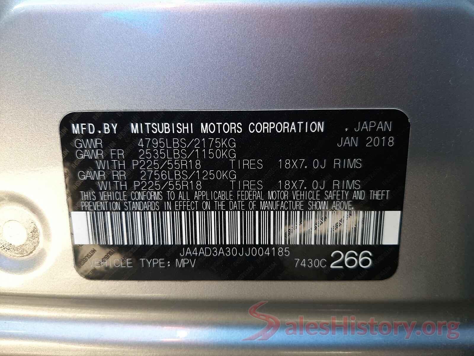 JA4AD3A30JJ004185 2018 MITSUBISHI OUTLANDER