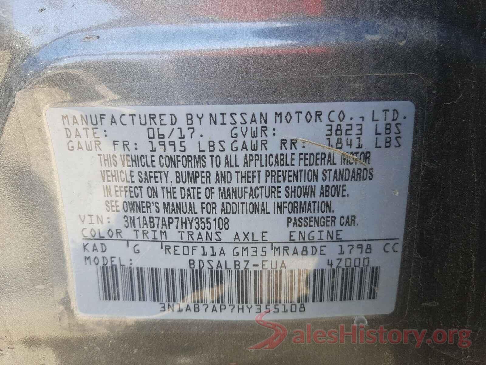 3N1AB7AP7HY355108 2017 NISSAN SENTRA