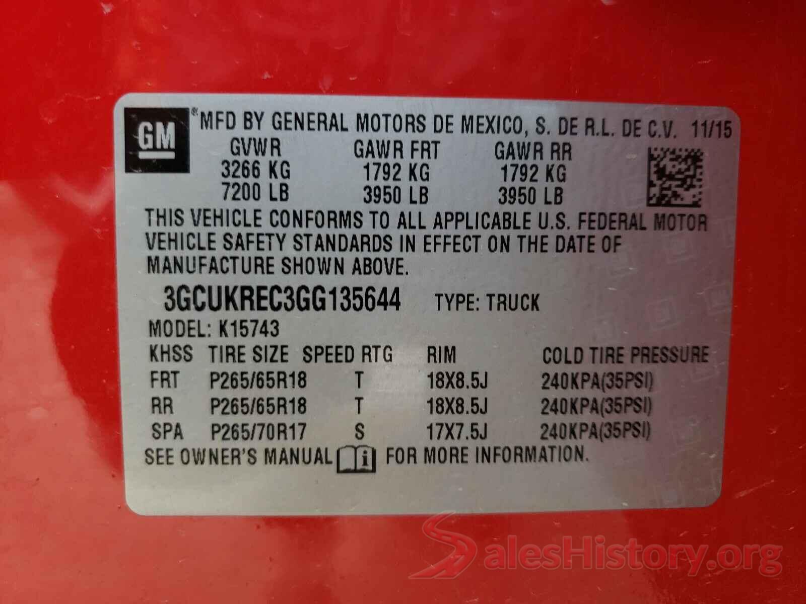 3GCUKREC3GG135644 2016 CHEVROLET SILVERADO