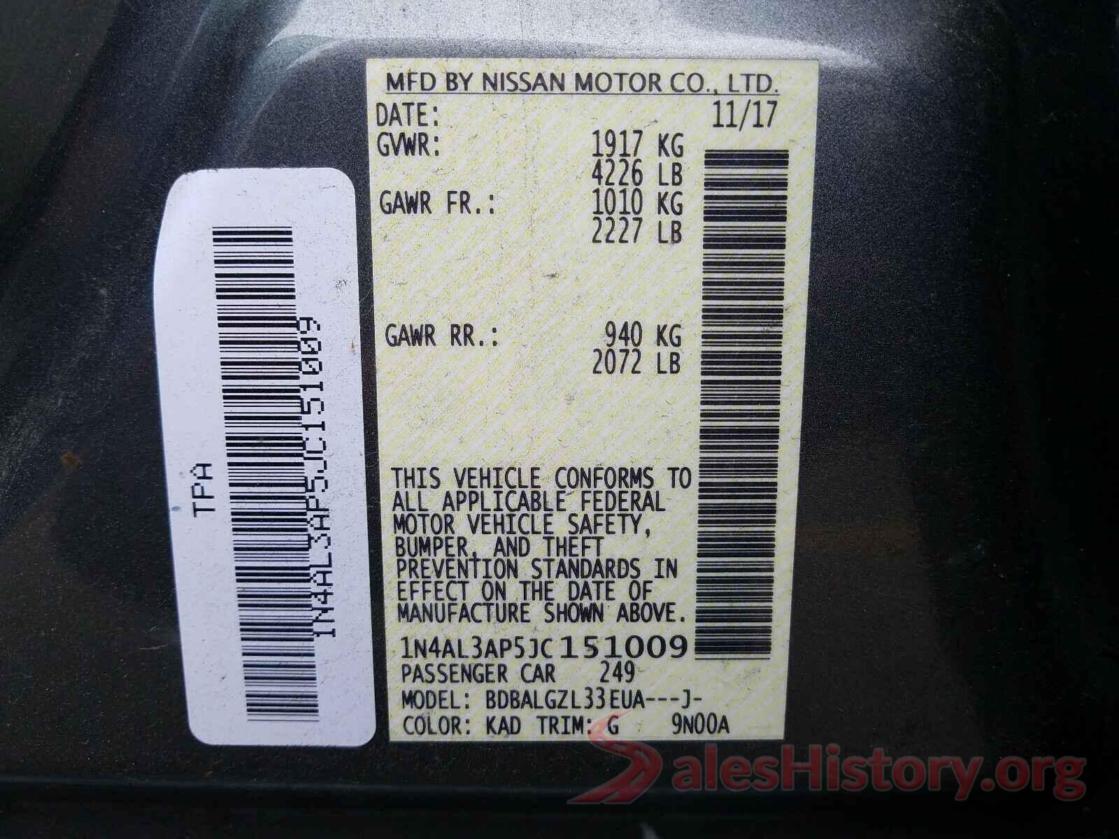 1N4AL3AP5JC151009 2018 NISSAN ALTIMA