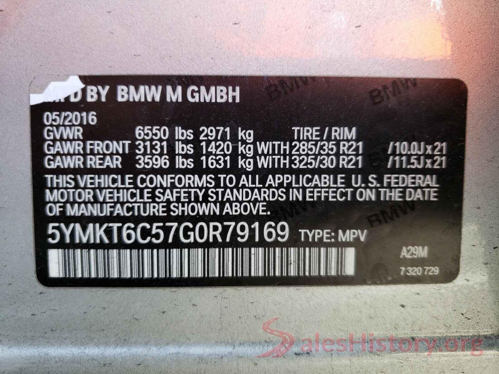 5YMKT6C57G0R79169 2016 BMW X5