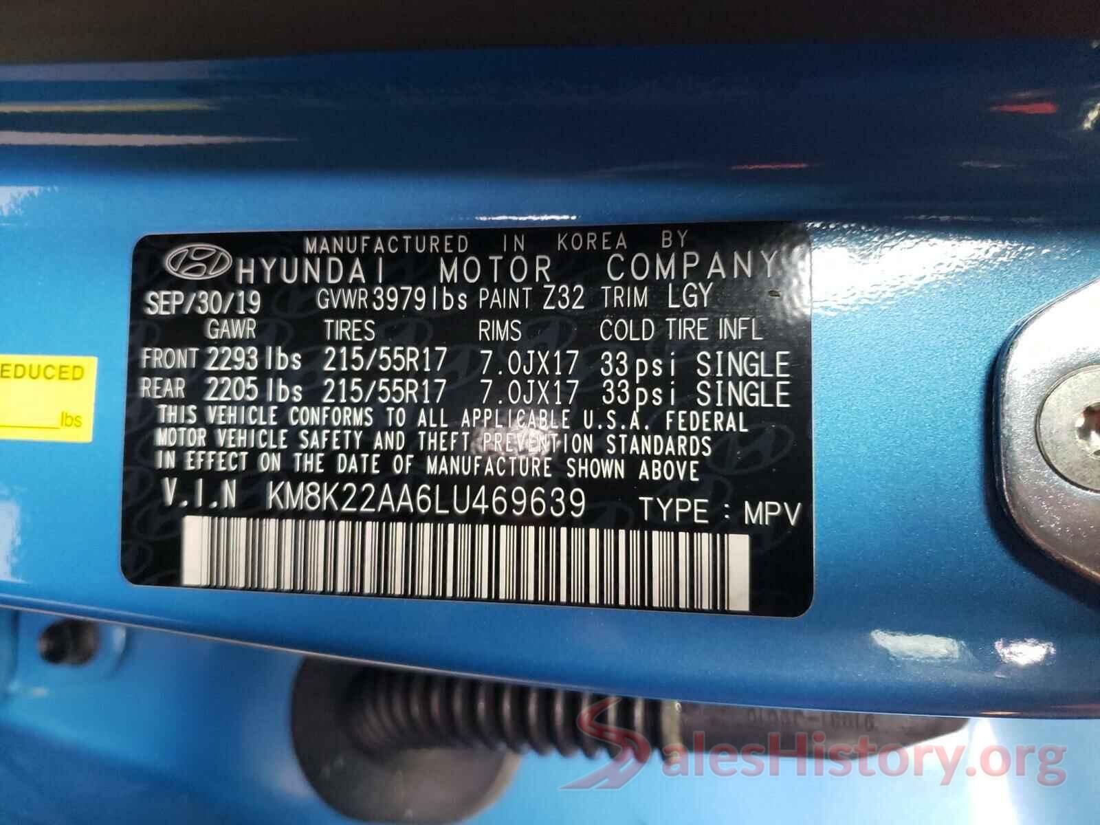 KM8K22AA6LU469639 2020 HYUNDAI KONA