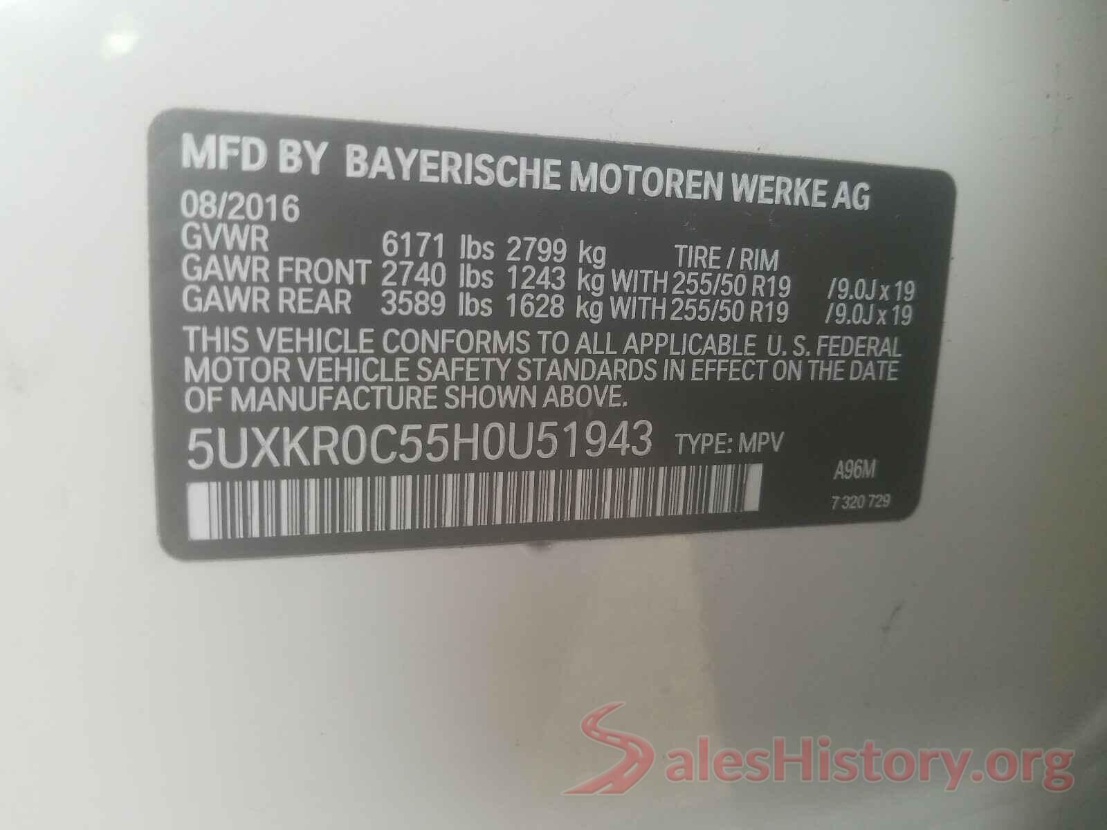 5UXKR0C55H0U51943 2017 BMW X5