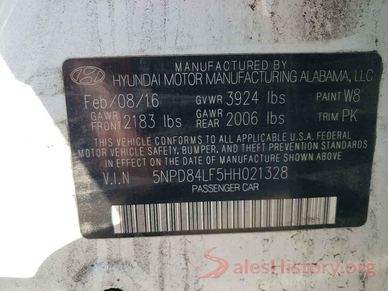 5NPD84LF5HH021328 2017 HYUNDAI ELANTRA