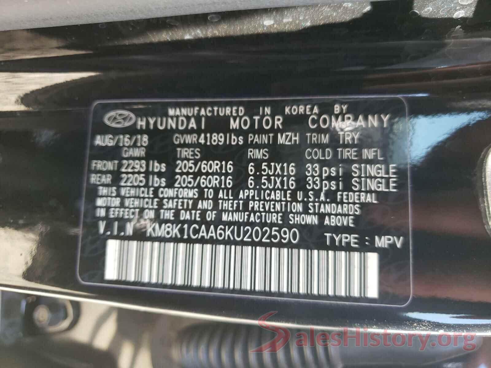 KM8K1CAA6KU202590 2019 HYUNDAI KONA