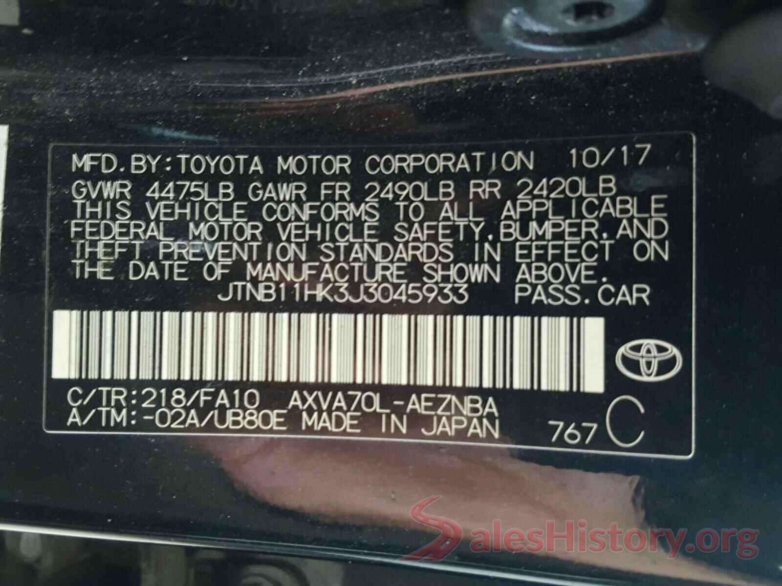 JTNB11HK3J3045933 2018 TOYOTA CAMRY