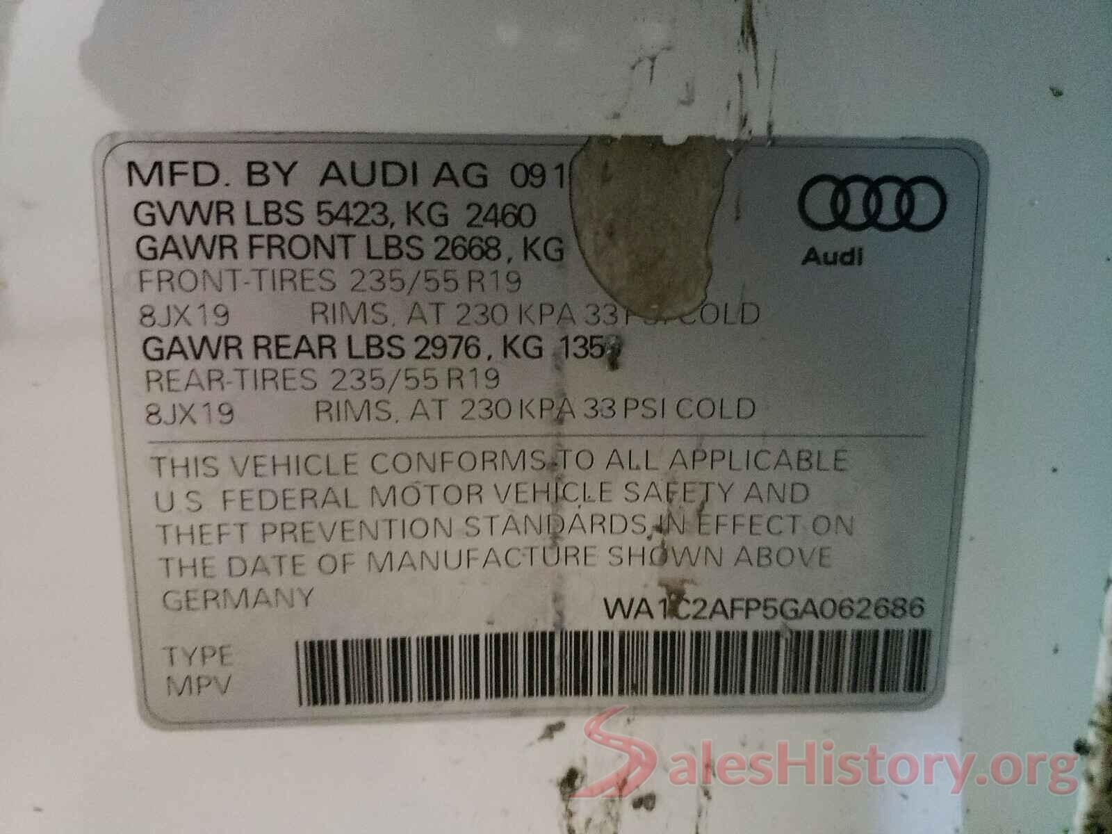 WA1C2AFP5GA062686 2016 AUDI Q5