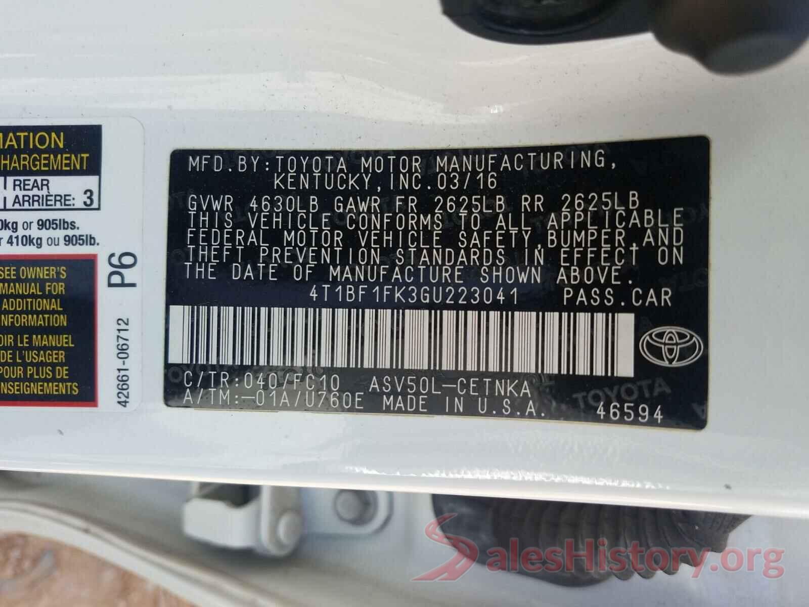 4T1BF1FK3GU223041 2016 TOYOTA CAMRY