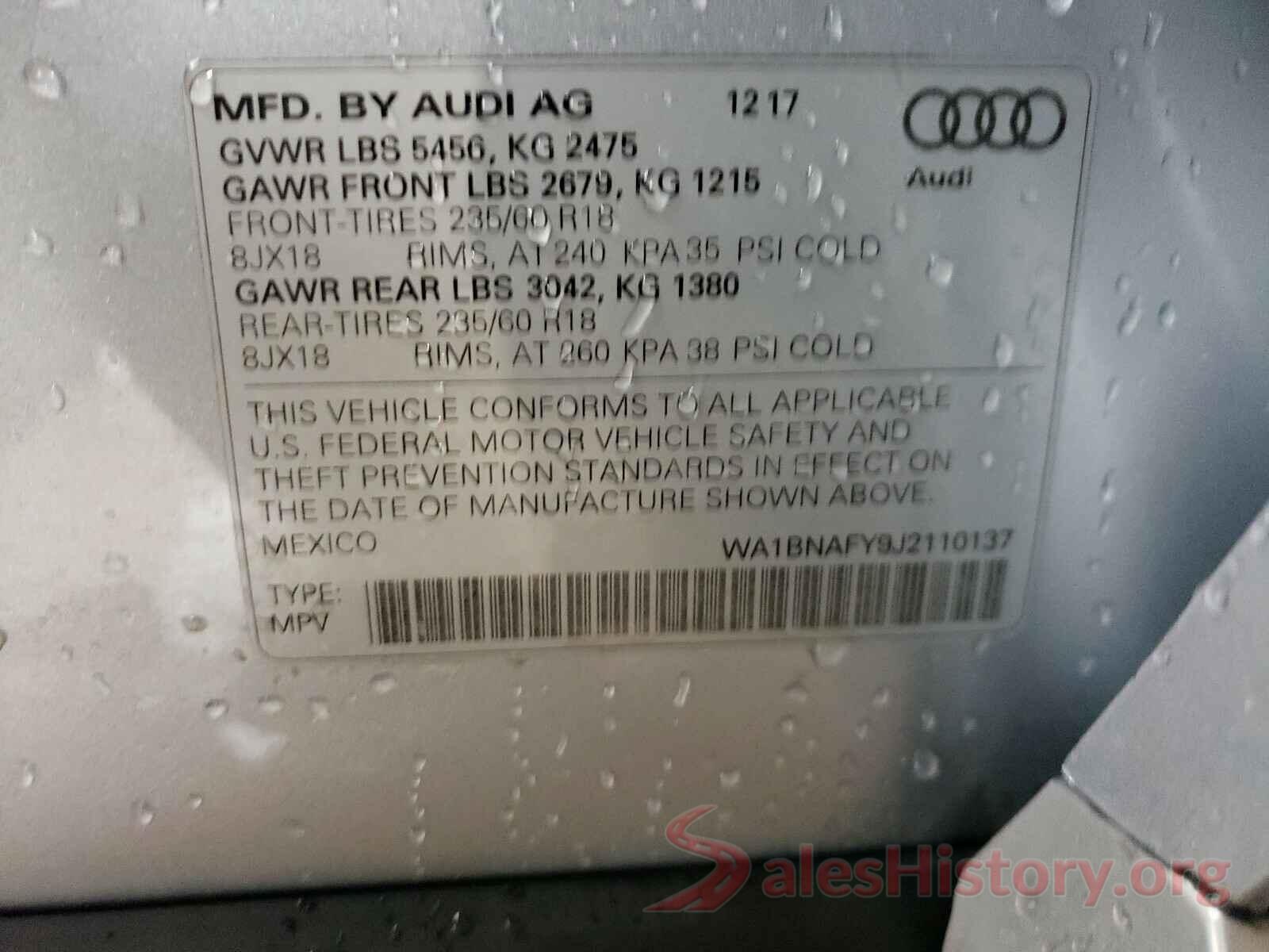 WA1BNAFY9J2110137 2018 AUDI Q5