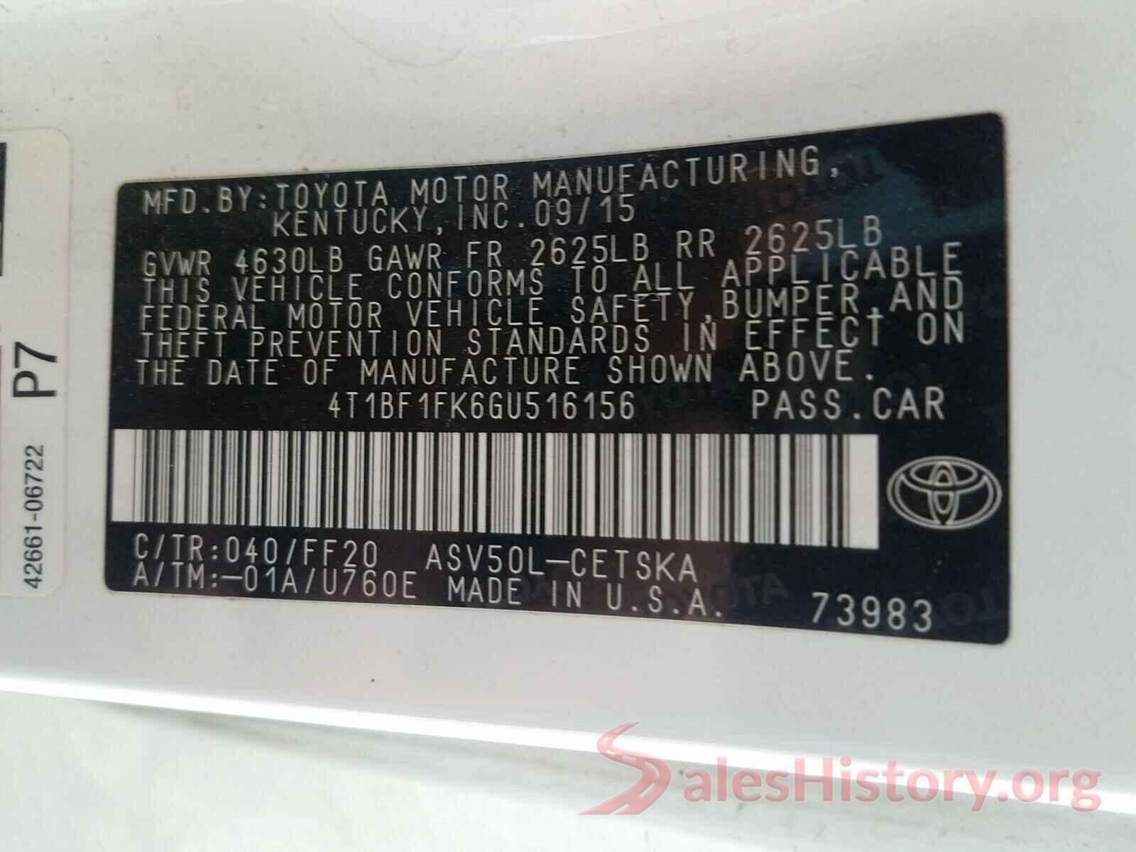 4T1BF1FK6GU516156 2016 TOYOTA CAMRY