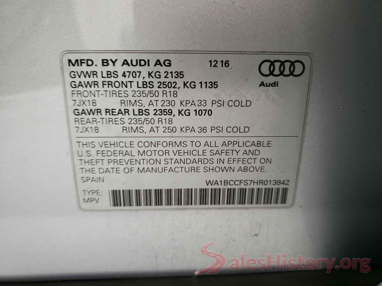 WA1BCCFS7HR013842 2017 AUDI Q3