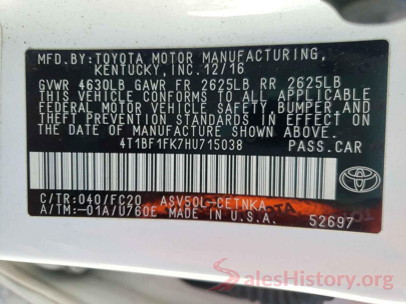 4T1BF1FK7HU715038 2017 TOYOTA CAMRY