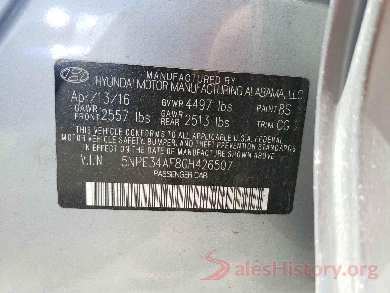 5NPE34AF8GH426507 2016 HYUNDAI SONATA