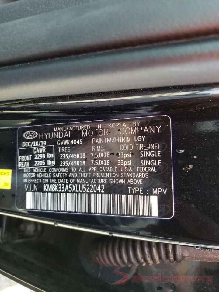 KM8K33A5XLU522042 2020 HYUNDAI KONA