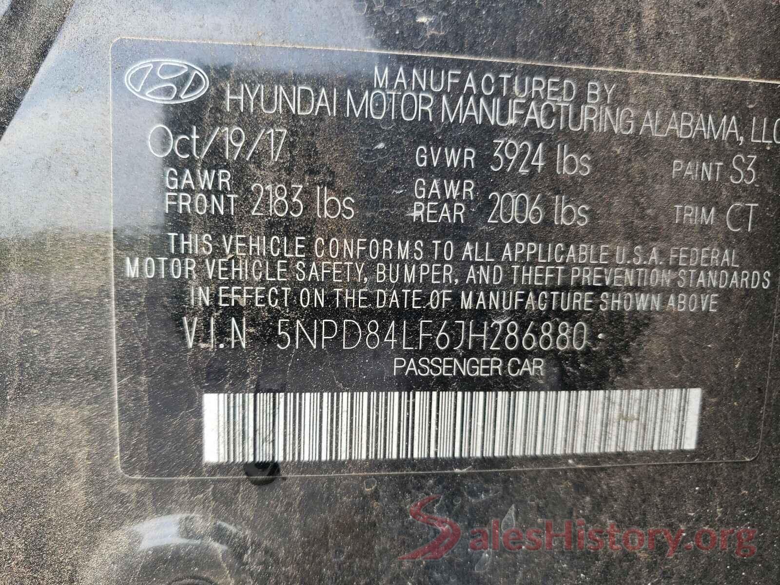 5NPD84LF6JH286880 2018 HYUNDAI ELANTRA