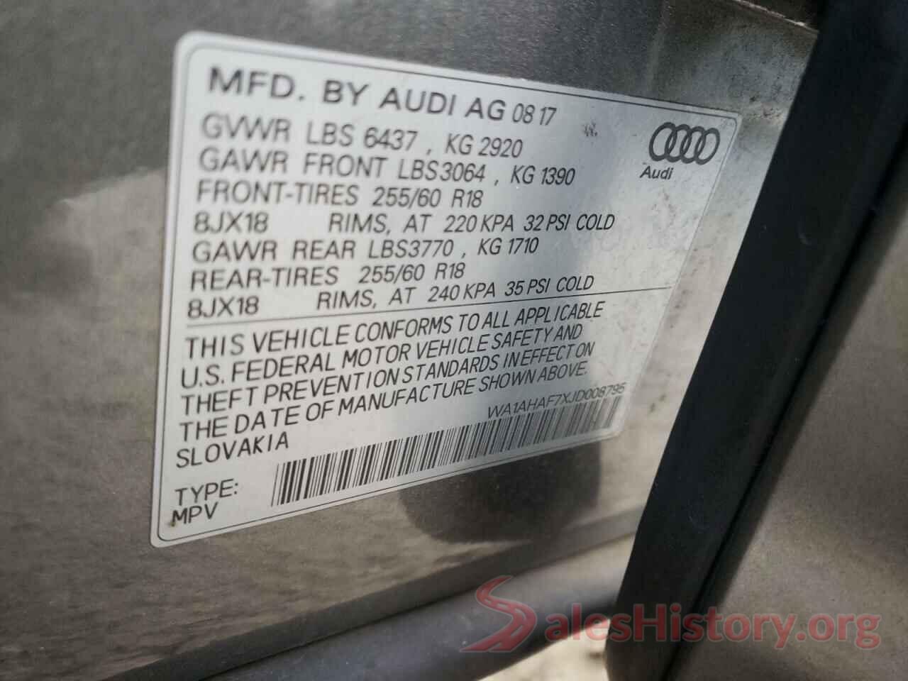 WA1AHAF7XJD008795 2018 AUDI Q7