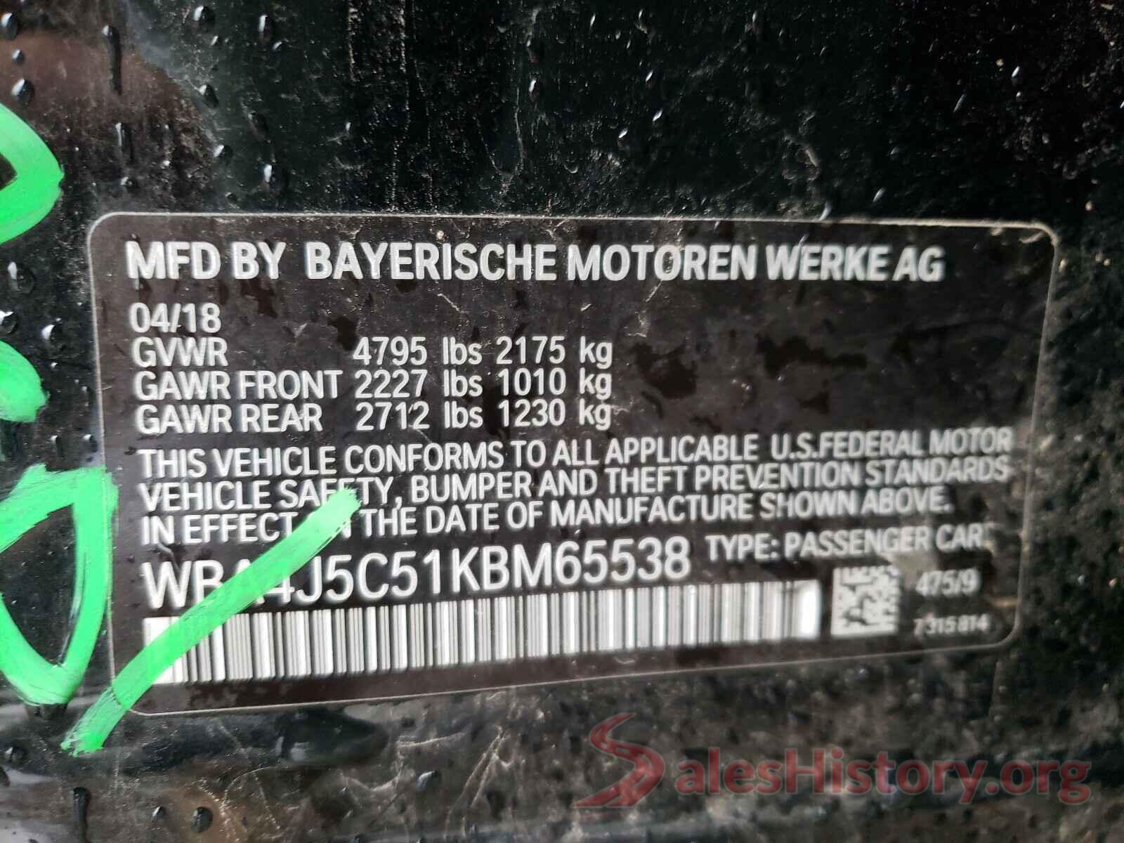 WBA4J5C51KBM65538 2019 BMW 4 SERIES