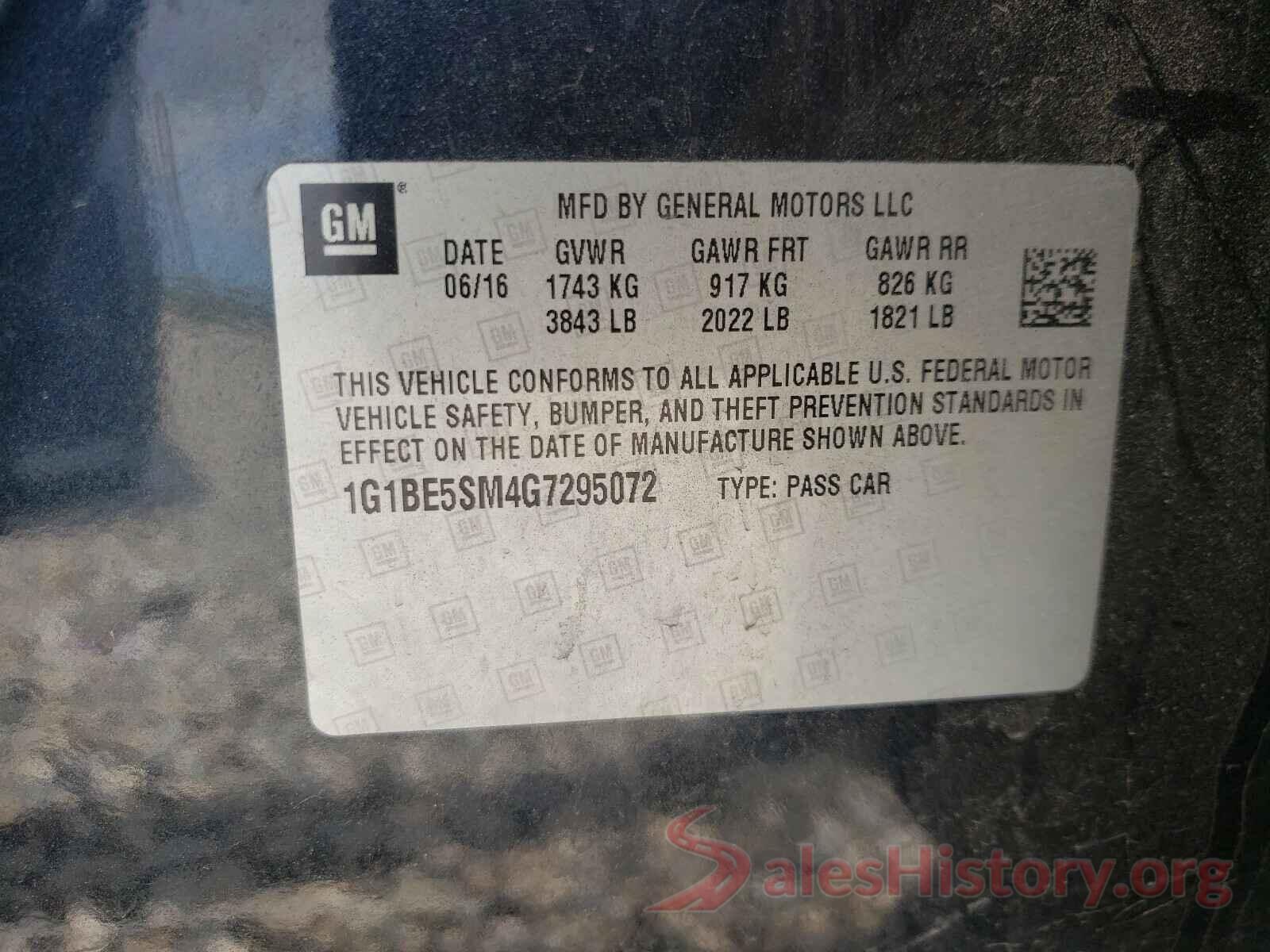 1G1BE5SM4G7295072 2016 CHEVROLET CRUZE