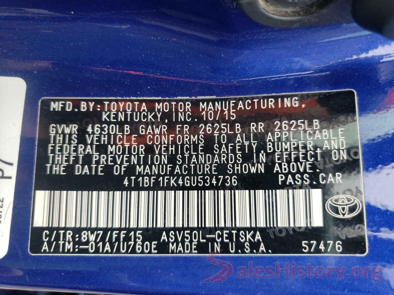 4T1BF1FK4GU534736 2016 TOYOTA CAMRY