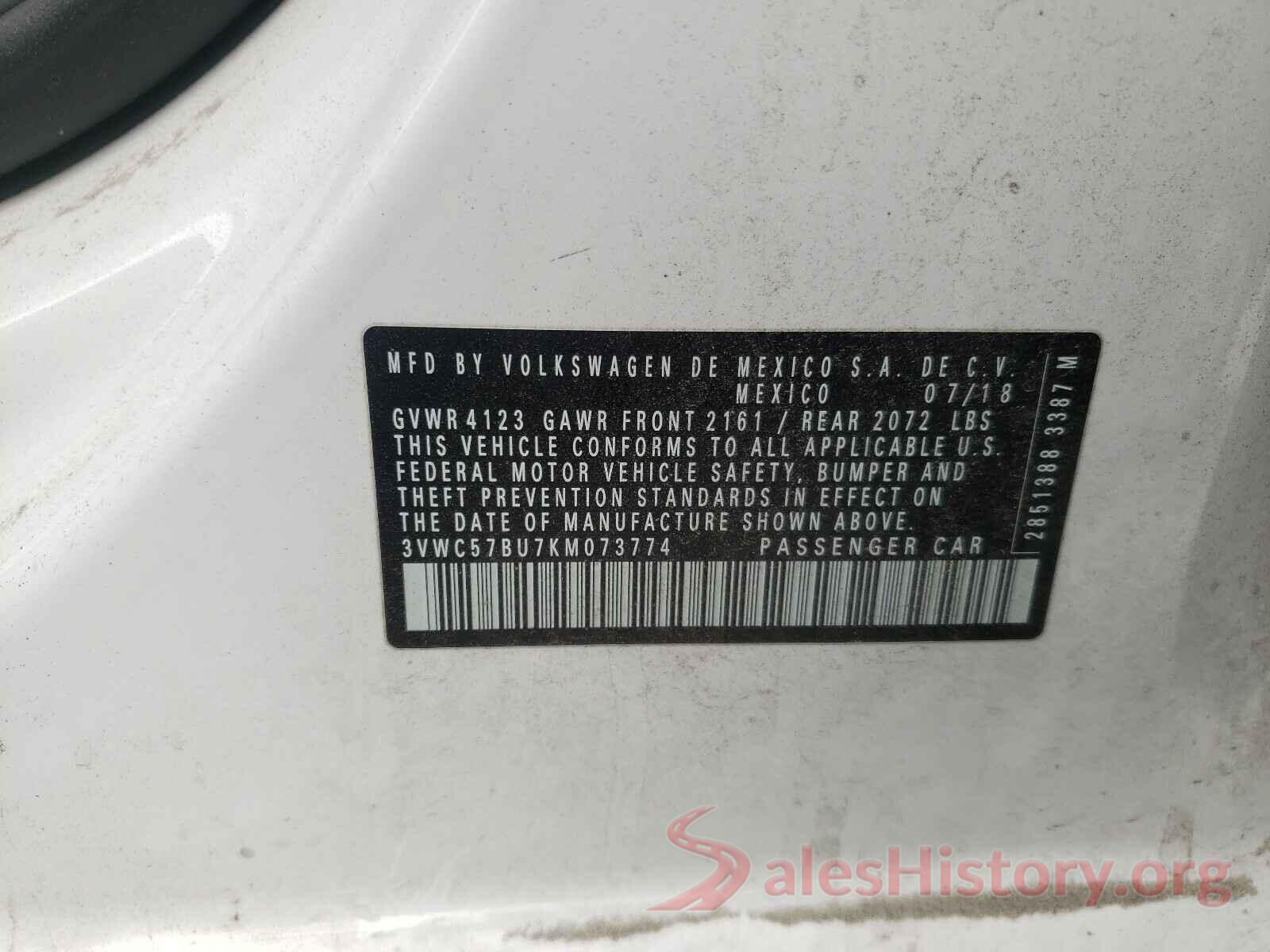 3VWC57BU7KM073774 2019 VOLKSWAGEN JETTA