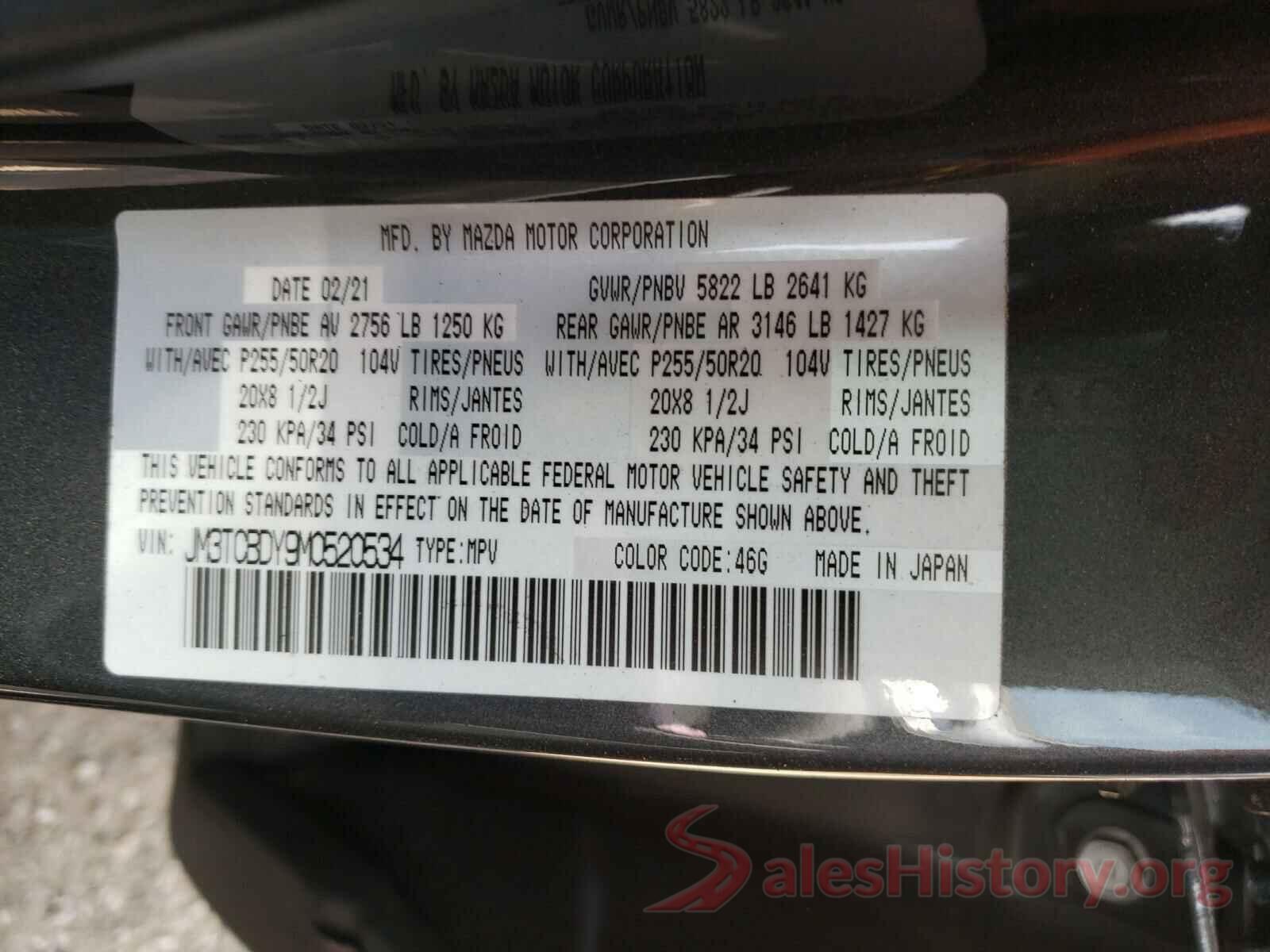 JM3TCBDY9M0520534 2021 MAZDA CX-9