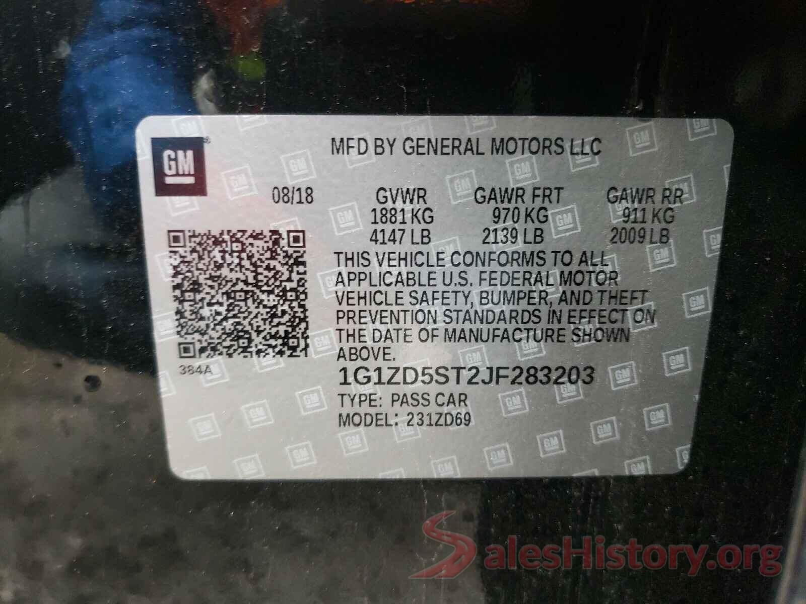 1G1ZD5ST2JF283203 2018 CHEVROLET MALIBU