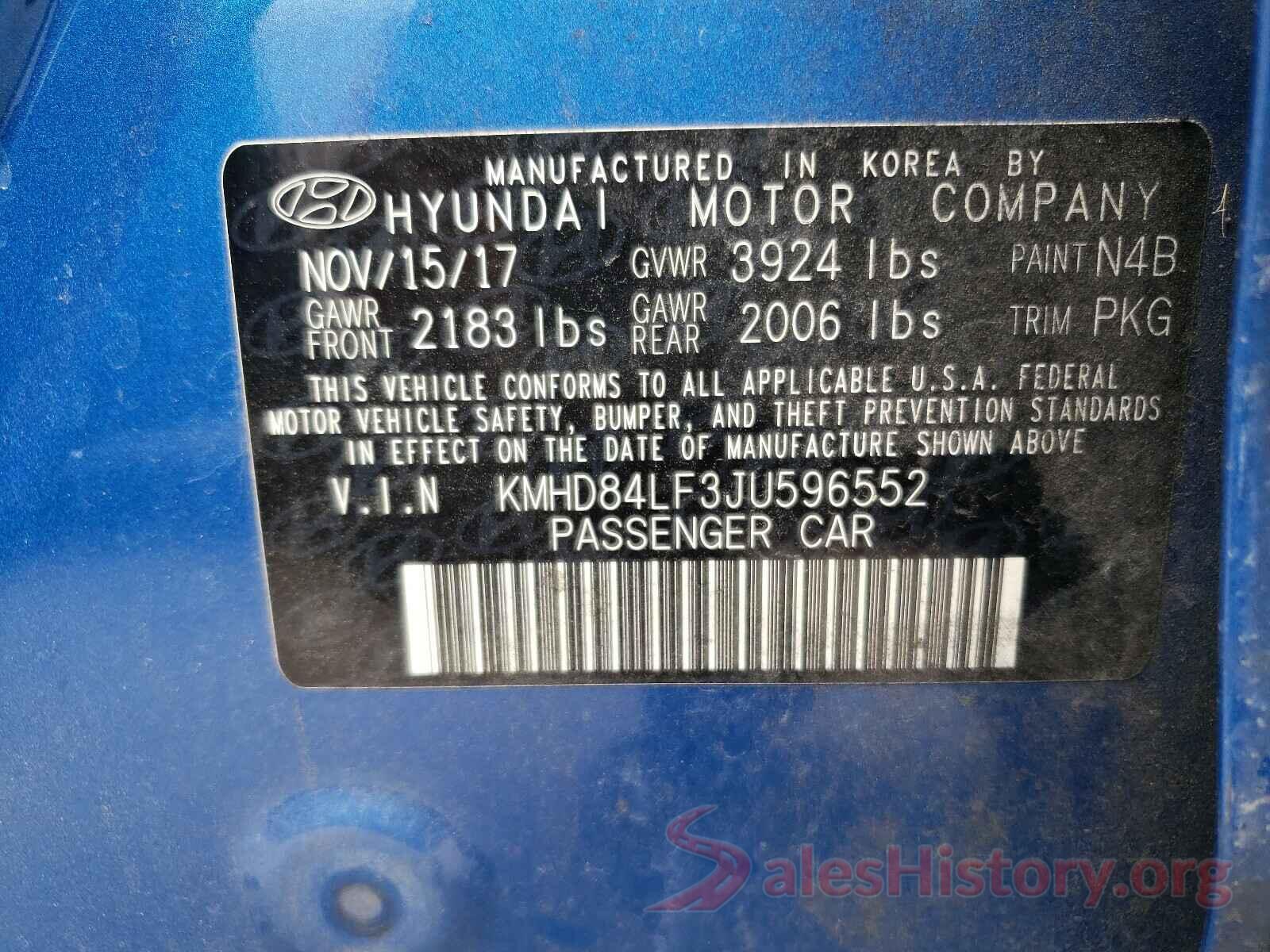 KMHD84LF3JU596552 2018 HYUNDAI ELANTRA