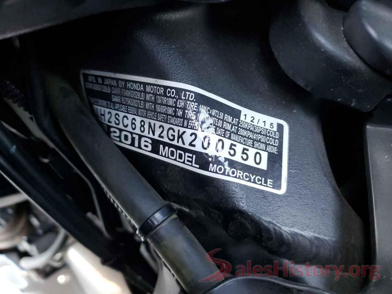 JH2SC68N2GK200550 2016 HONDA GL CYCLE