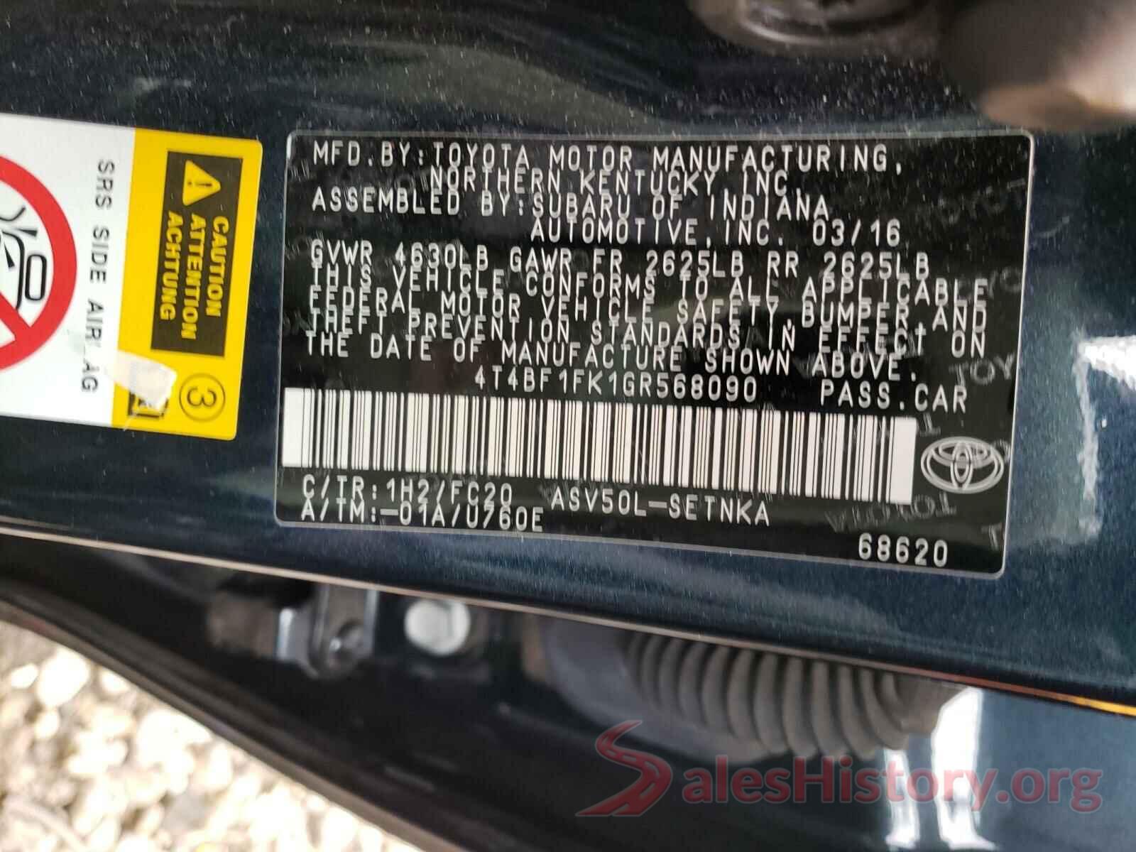 4T4BF1FK1GR568090 2016 TOYOTA CAMRY