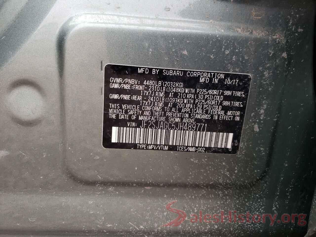 JF2SJAGC5JH489771 2018 SUBARU FORESTER